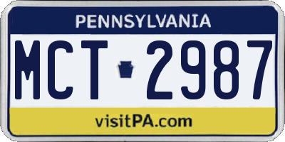 PA license plate MCT2987