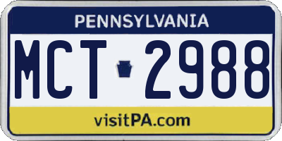 PA license plate MCT2988