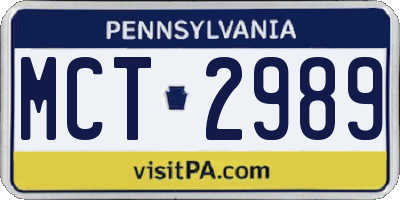 PA license plate MCT2989
