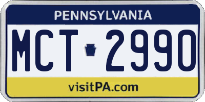 PA license plate MCT2990
