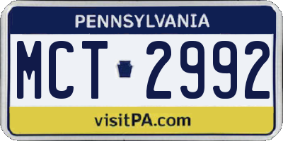 PA license plate MCT2992