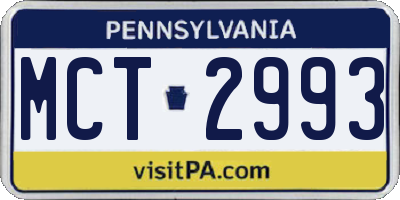 PA license plate MCT2993