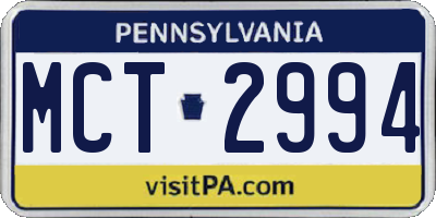 PA license plate MCT2994