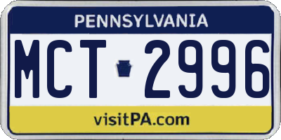 PA license plate MCT2996