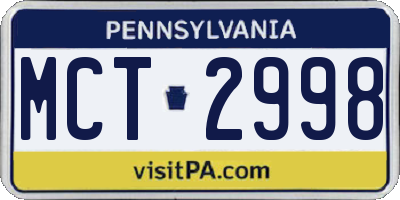 PA license plate MCT2998