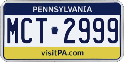 PA license plate MCT2999
