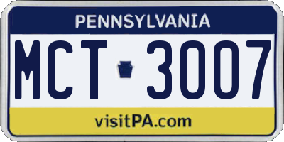 PA license plate MCT3007