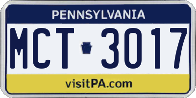 PA license plate MCT3017