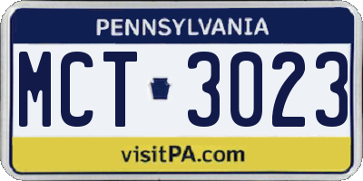 PA license plate MCT3023