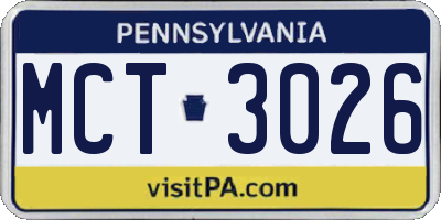 PA license plate MCT3026
