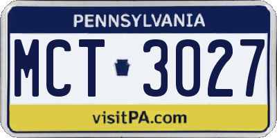 PA license plate MCT3027