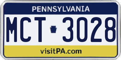 PA license plate MCT3028