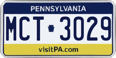 PA license plate MCT3029