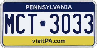 PA license plate MCT3033