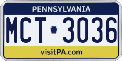 PA license plate MCT3036