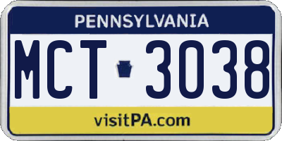 PA license plate MCT3038