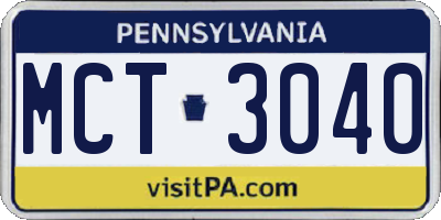 PA license plate MCT3040