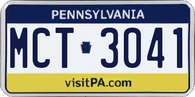 PA license plate MCT3041