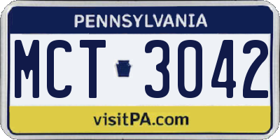 PA license plate MCT3042