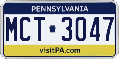 PA license plate MCT3047