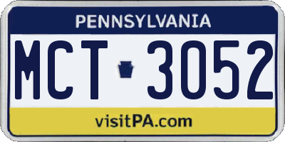 PA license plate MCT3052