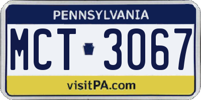 PA license plate MCT3067