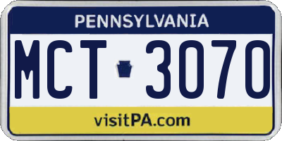 PA license plate MCT3070