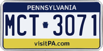 PA license plate MCT3071