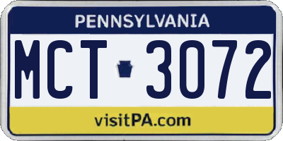 PA license plate MCT3072