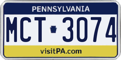 PA license plate MCT3074