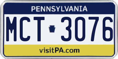 PA license plate MCT3076