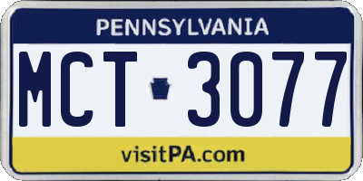 PA license plate MCT3077