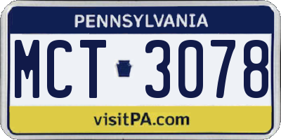 PA license plate MCT3078