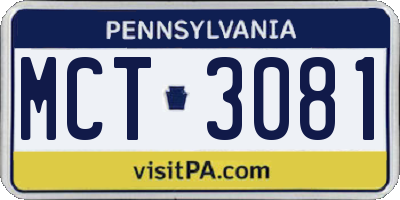 PA license plate MCT3081