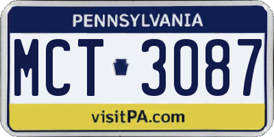 PA license plate MCT3087