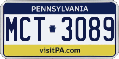 PA license plate MCT3089