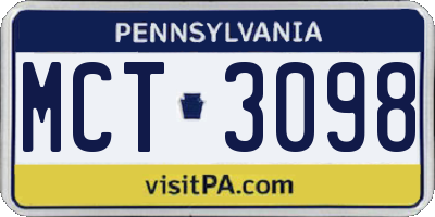 PA license plate MCT3098