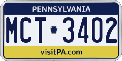 PA license plate MCT3402