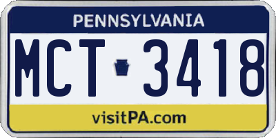 PA license plate MCT3418