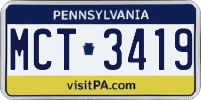 PA license plate MCT3419