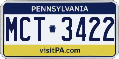 PA license plate MCT3422