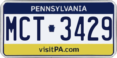 PA license plate MCT3429
