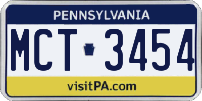 PA license plate MCT3454