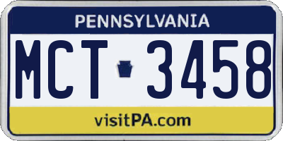 PA license plate MCT3458