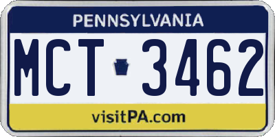 PA license plate MCT3462