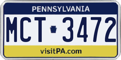PA license plate MCT3472