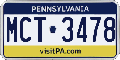 PA license plate MCT3478