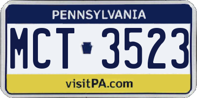 PA license plate MCT3523