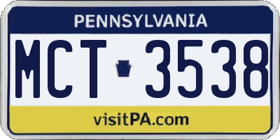 PA license plate MCT3538