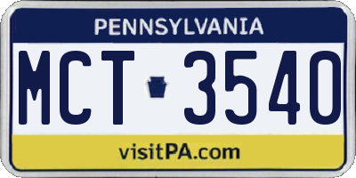 PA license plate MCT3540